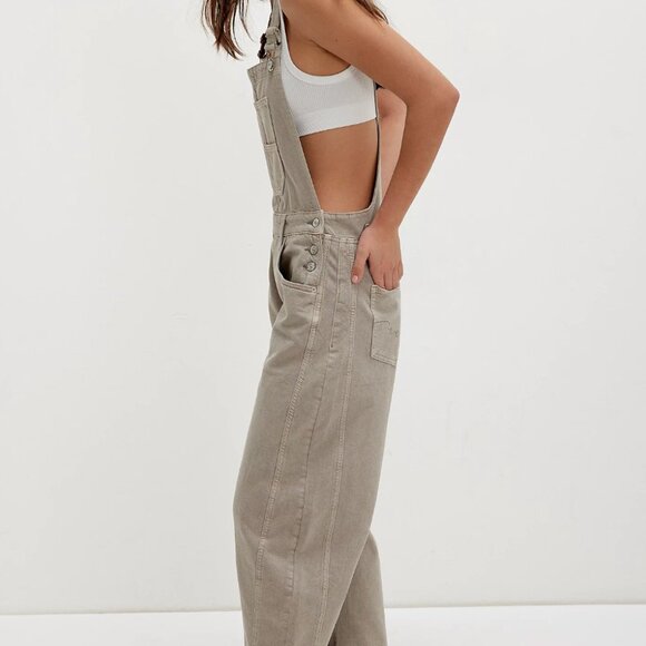Free People Good Luck Barrel Overalls size Large - Picture 4 of 8